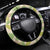 Beige Hawaii Plumeria Lei With Tropical Leaves Steering Wheel Cover