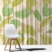Beige Hawaii Plumeria Lei With Tropical Leaves Window Curtain