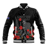 Personalised New Zealand ANZAC Day Baseball Jacket Lest We Forget Soldier Memorial