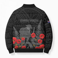 Personalised New Zealand ANZAC Day Bomber Puffer Jacket Lest We Forget Soldier Memorial