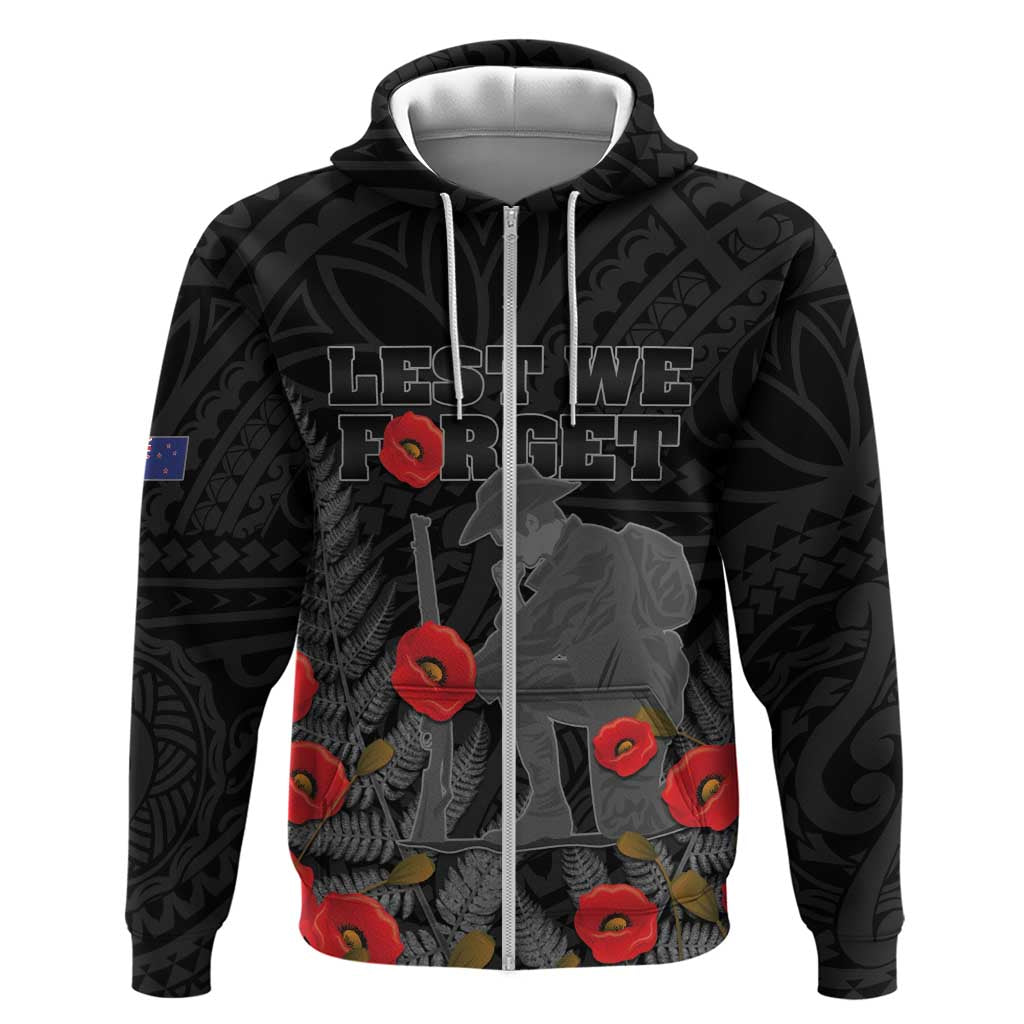 Personalised New Zealand ANZAC Day Hoodie Lest We Forget Soldier Memorial
