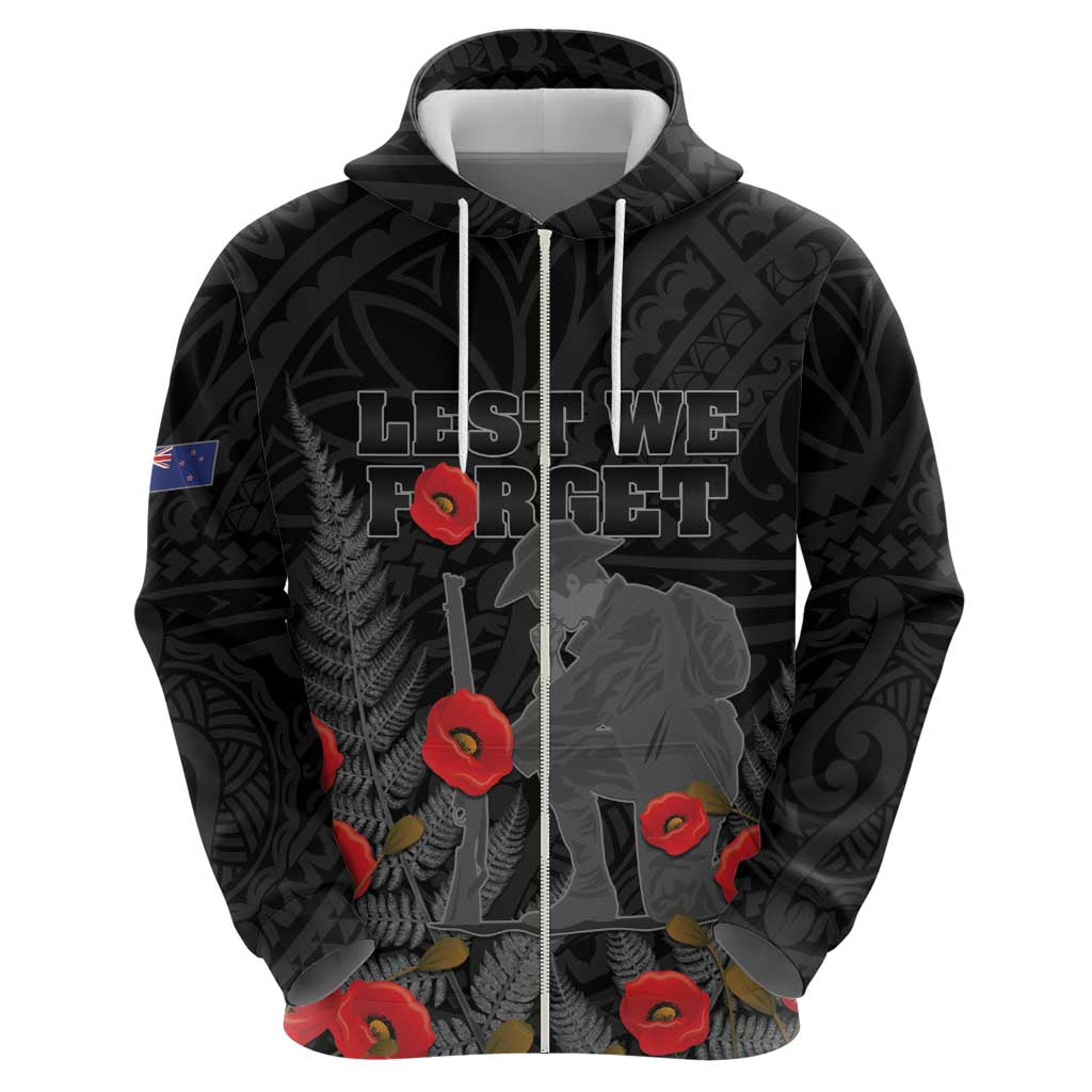 Personalised New Zealand ANZAC Day Hoodie Lest We Forget Soldier Memorial