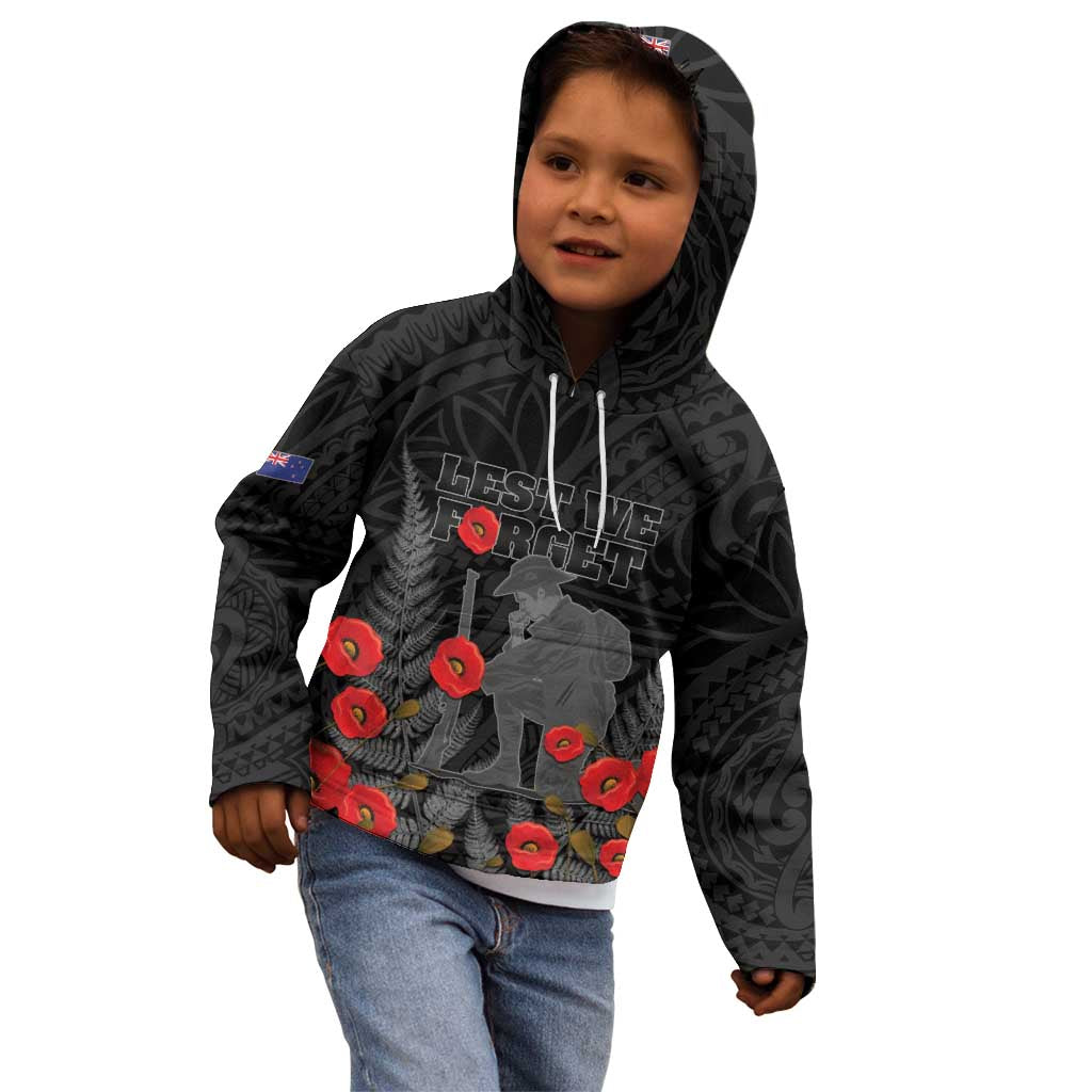 Personalised New Zealand ANZAC Day Kid Hoodie Lest We Forget Soldier Memorial LT15 - Polynesian Pride