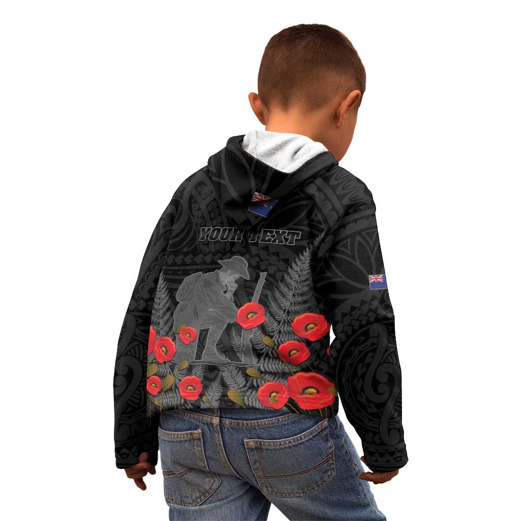 Personalised New Zealand ANZAC Day Kid Hoodie Lest We Forget Soldier Memorial LT15 - Polynesian Pride