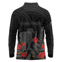 Personalised New Zealand ANZAC Day Long Sleeve Polo Shirt Lest We Forget Soldier Memorial