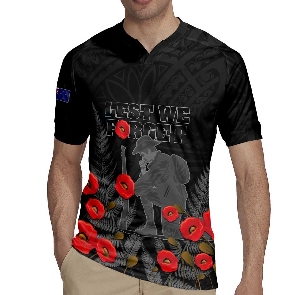 Personalised New Zealand ANZAC Day Rugby Jersey Lest We Forget Soldier Memorial