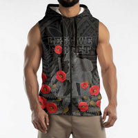 Personalised New Zealand ANZAC Day Sleeveless Zip Hoodie Lest We Forget Soldier Memorial
