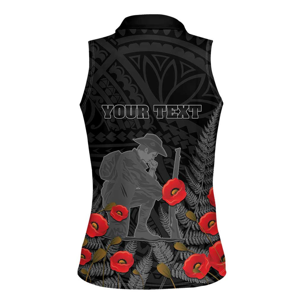 Personalised New Zealand ANZAC Day Women Sleeveless Polo Shirt Lest We Forget Soldier Memorial LT15 - Polynesian Pride