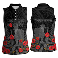 Personalised New Zealand ANZAC Day Women Sleeveless Polo Shirt Lest We Forget Soldier Memorial LT15 - Polynesian Pride