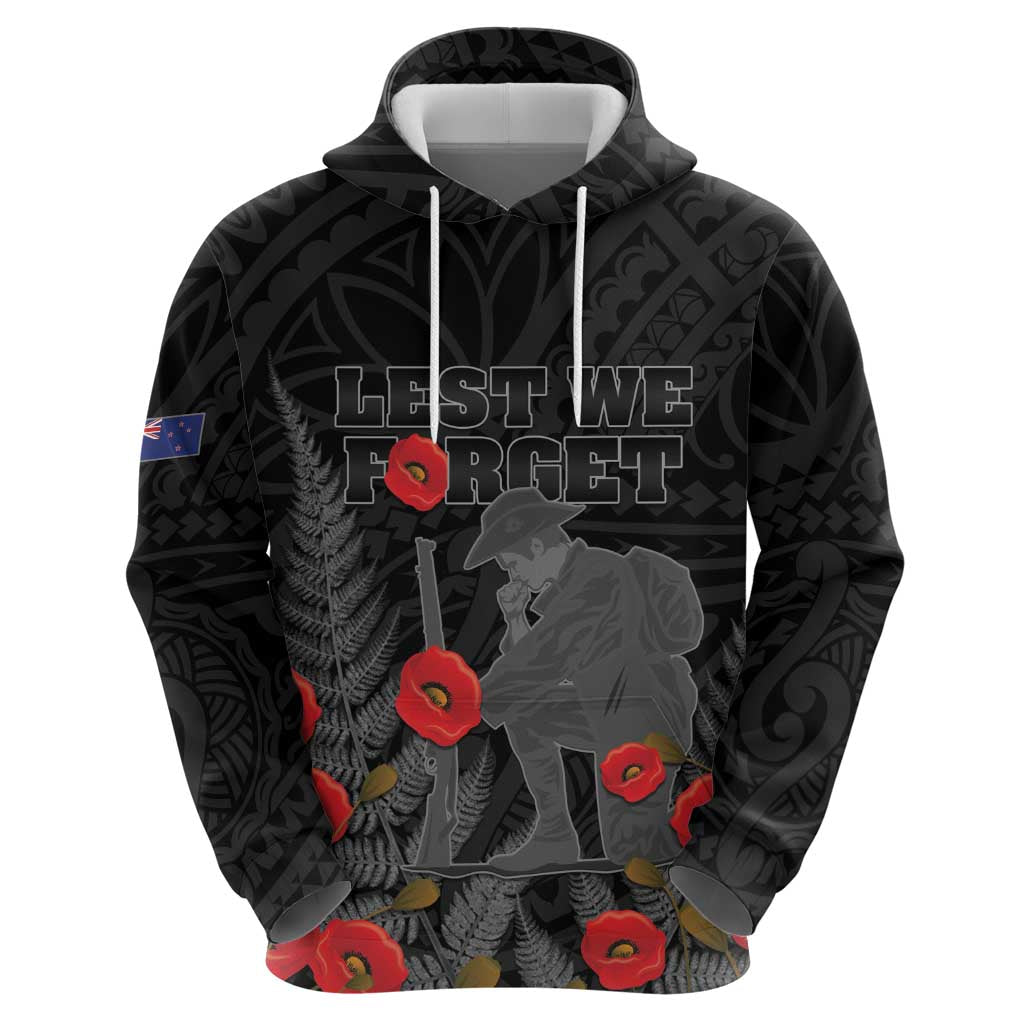 Personalised New Zealand ANZAC Day Zip Hoodie Lest We Forget Soldier Memorial