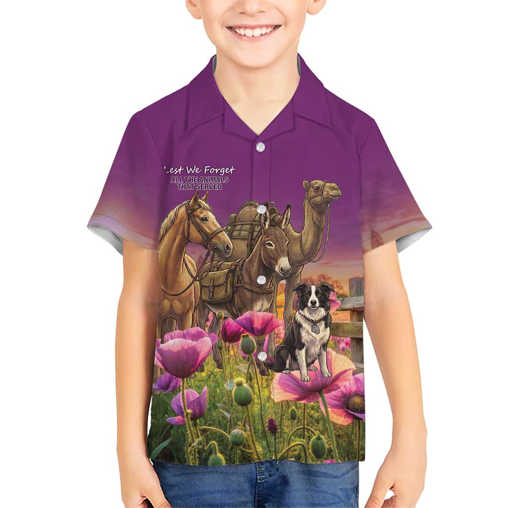 ANZAC Day Kid Hawaiian Shirt Lest We Forget The Animals Of War