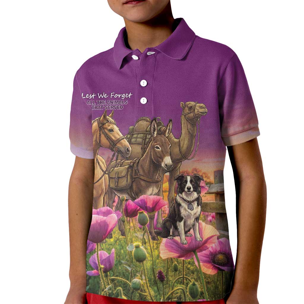 ANZAC Day Kid Polo Shirt Lest We Forget The Animals Of War