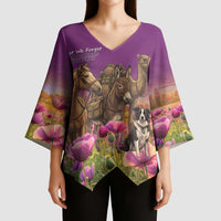 ANZAC Day Kimono Sleeve Blouse Lest We Forget The Animals Of War