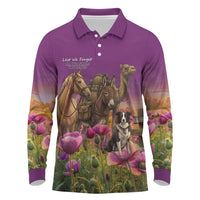 ANZAC Day Long Sleeve Polo Shirt Lest We Forget The Animals Of War