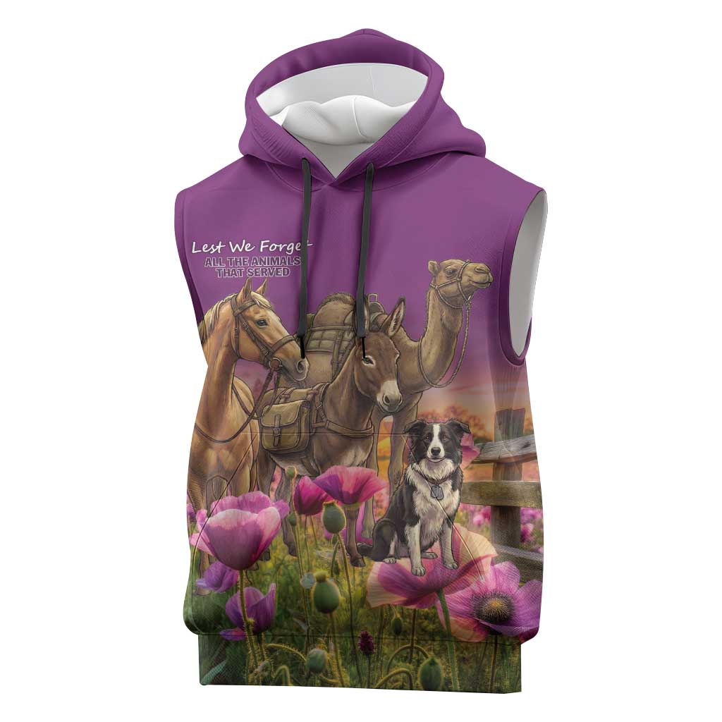 ANZAC Day Sleeveless Hoodie Lest We Forget The Animals Of War