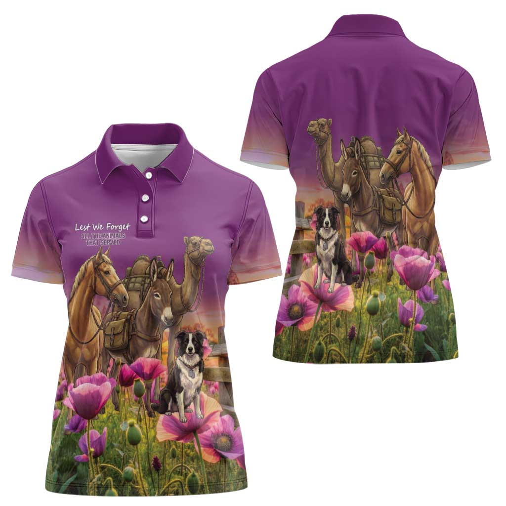 ANZAC Day Women Polo Shirt Lest We Forget The Animals Of War