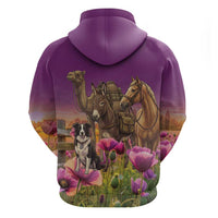 ANZAC Day Zip Hoodie Lest We Forget The Animals Of War