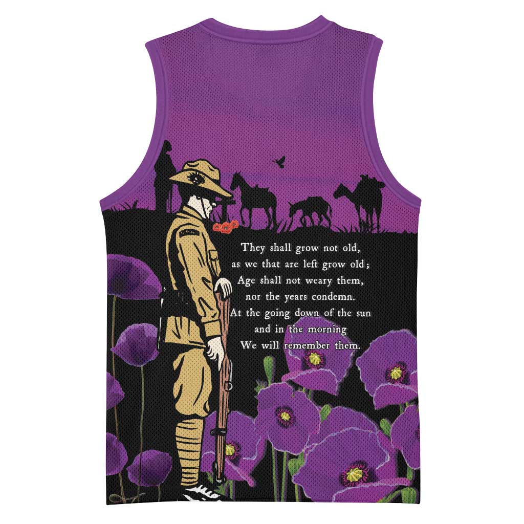 ANZAC Soldier and War Animals Basketball Jersey We Will Remember Them