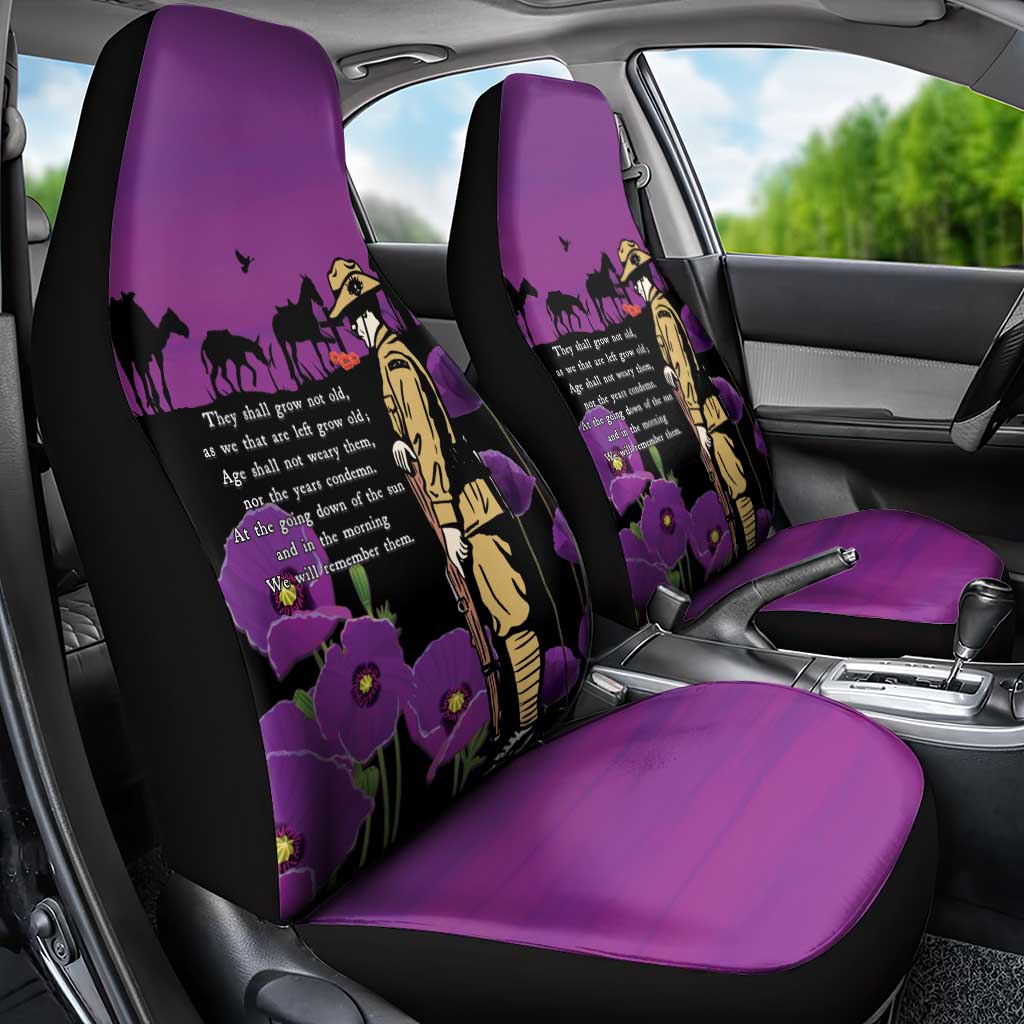 ANZAC Soldier and War Animals Car Seat Cover We Will Remember Them