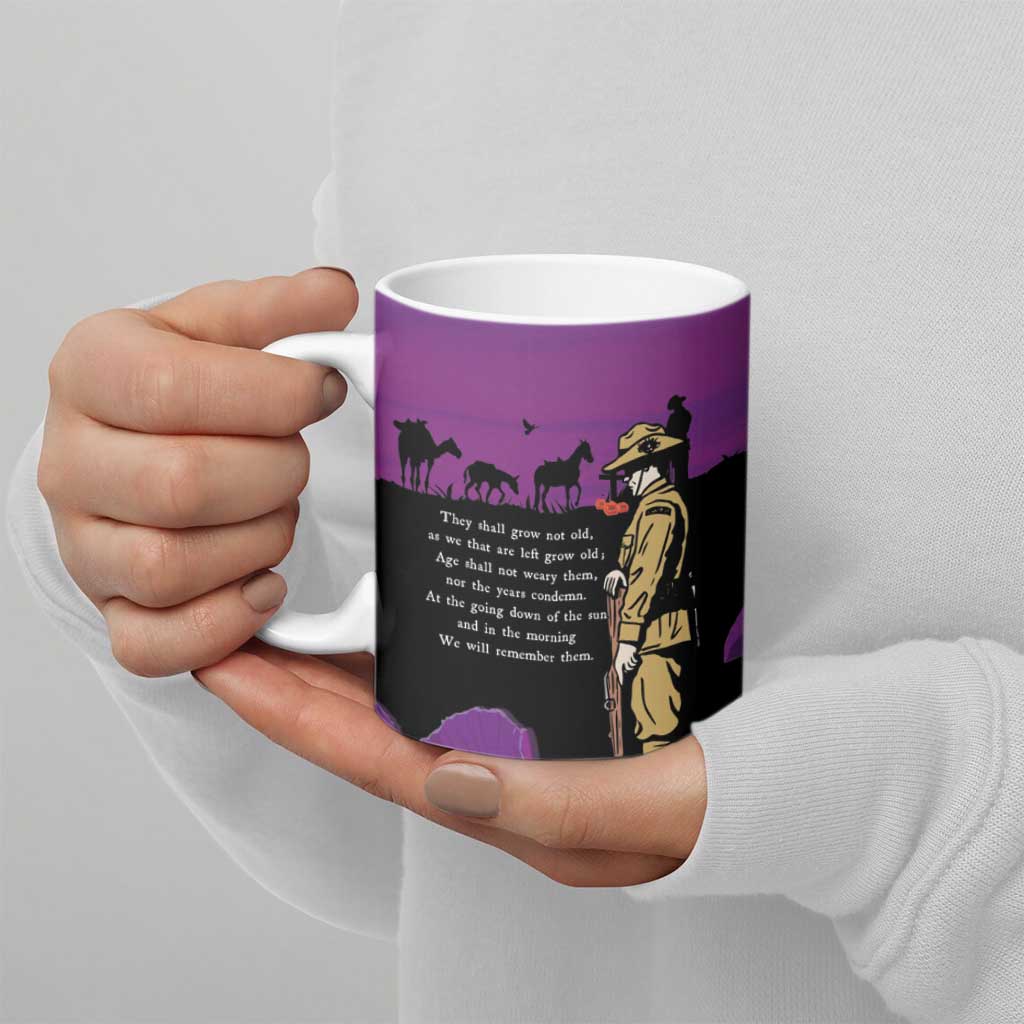 ANZAC Soldier and War Animals Ceramic Mug We Will Remember Them