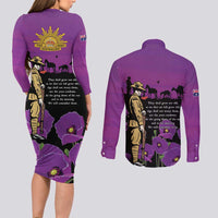 ANZAC Soldier and War Animals Couples Matching Long Sleeve Bodycon Dress and Long Sleeve Button Shirt We Will Remember Them