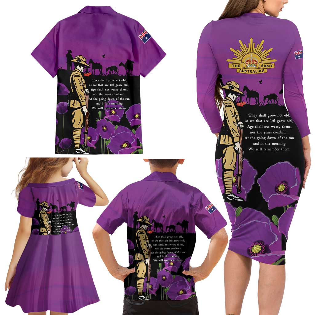 ANZAC Soldier and War Animals Family Matching Long Sleeve Bodycon Dress and Hawaiian Shirt We Will Remember Them LT15 - Polynesian Pride