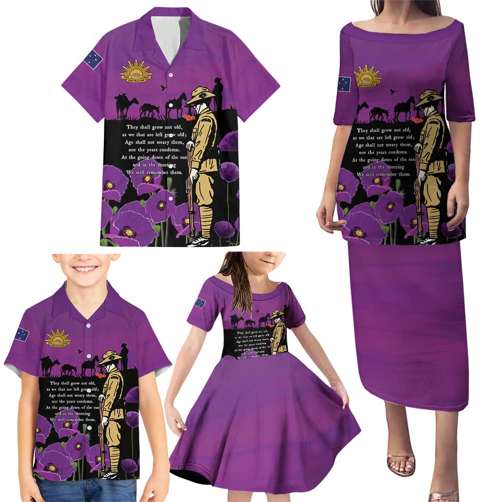 ANZAC Soldier and War Animals Family Matching Puletasi and Hawaiian Shirt We Will Remember Them