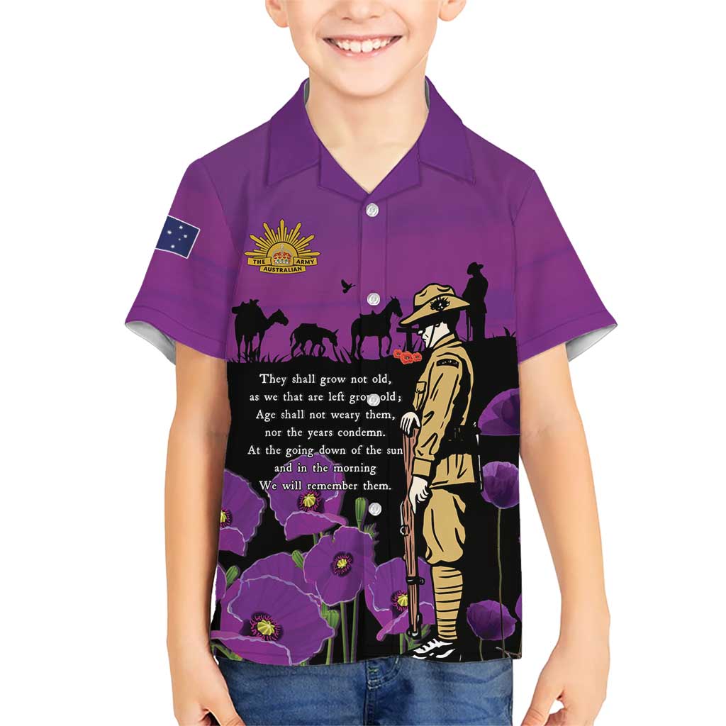 ANZAC Soldier and War Animals Kid Hawaiian Shirt We Will Remember Them