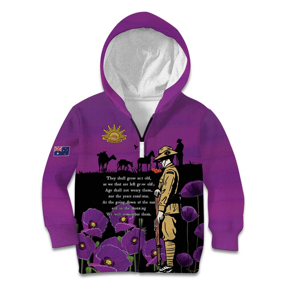 ANZAC Soldier and War Animals Kid Hoodie We Will Remember Them