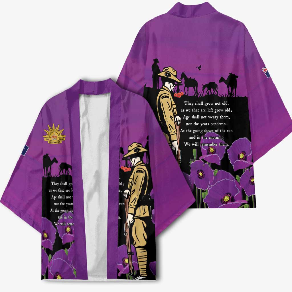 ANZAC Soldier and War Animals Kimono We Will Remember Them