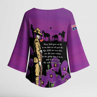 ANZAC Soldier and War Animals Kimono Sleeve Blouse We Will Remember Them