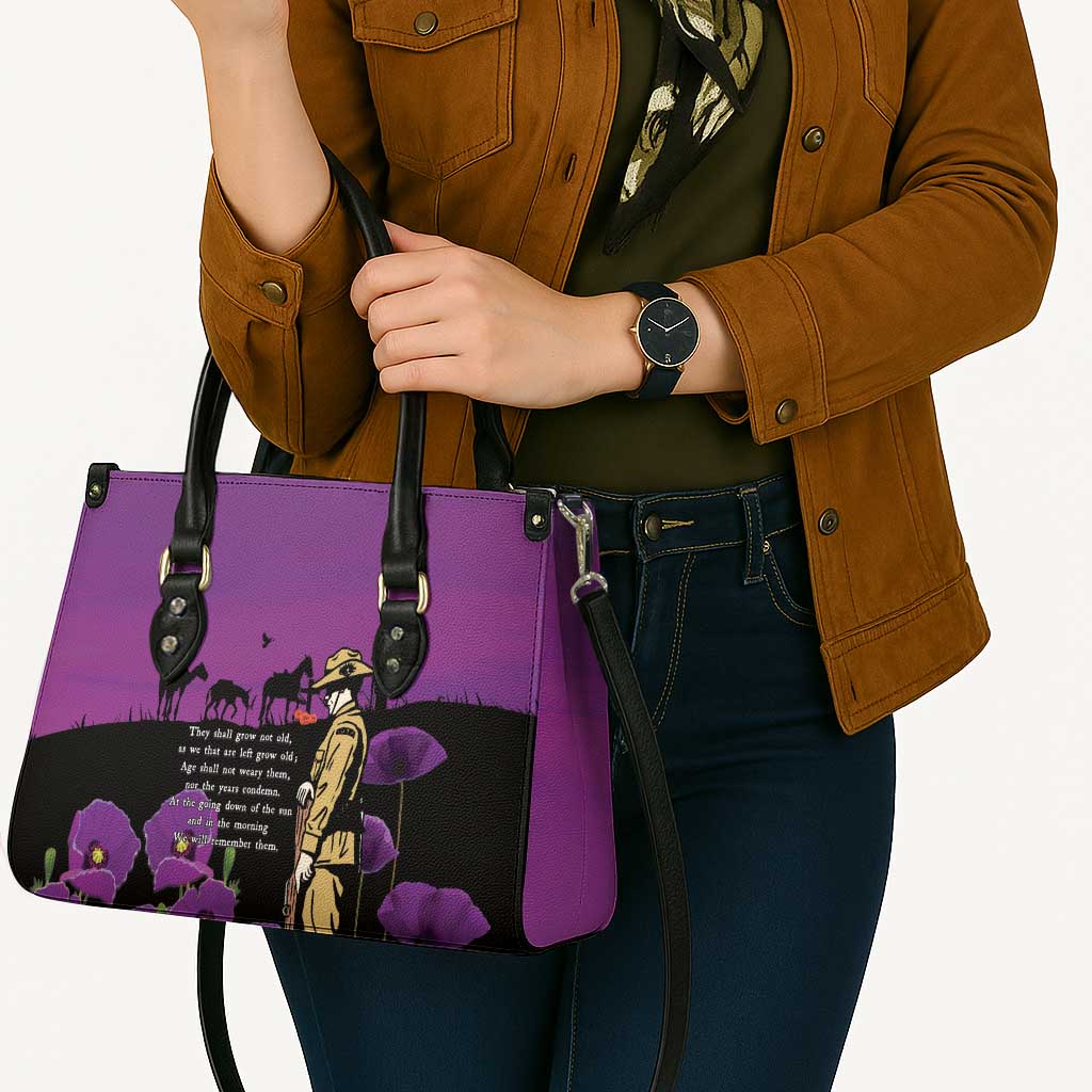 ANZAC Soldier and War Animals Leather Bag We Will Remember Them