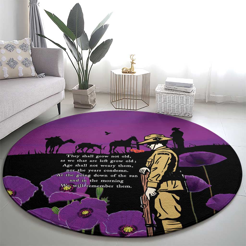 ANZAC Soldier and War Animals Round Carpet We Will Remember Them