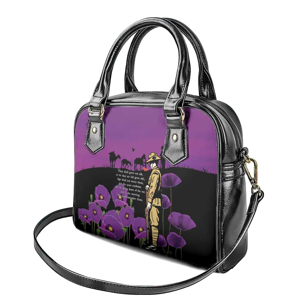 ANZAC Soldier and War Animals Shoulder Handbag We Will Remember Them