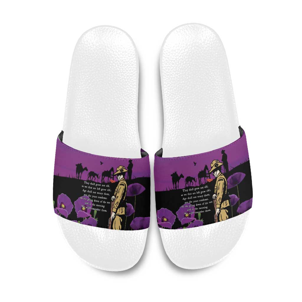 ANZAC Soldier and War Animals Slide Sandals We Will Remember Them