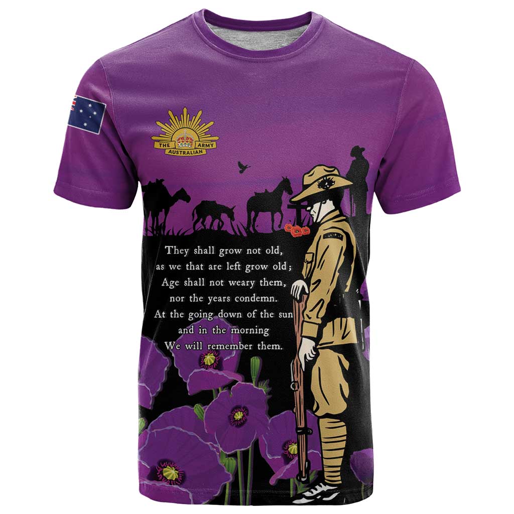 ANZAC Soldier and War Animals T Shirt We Will Remember Them