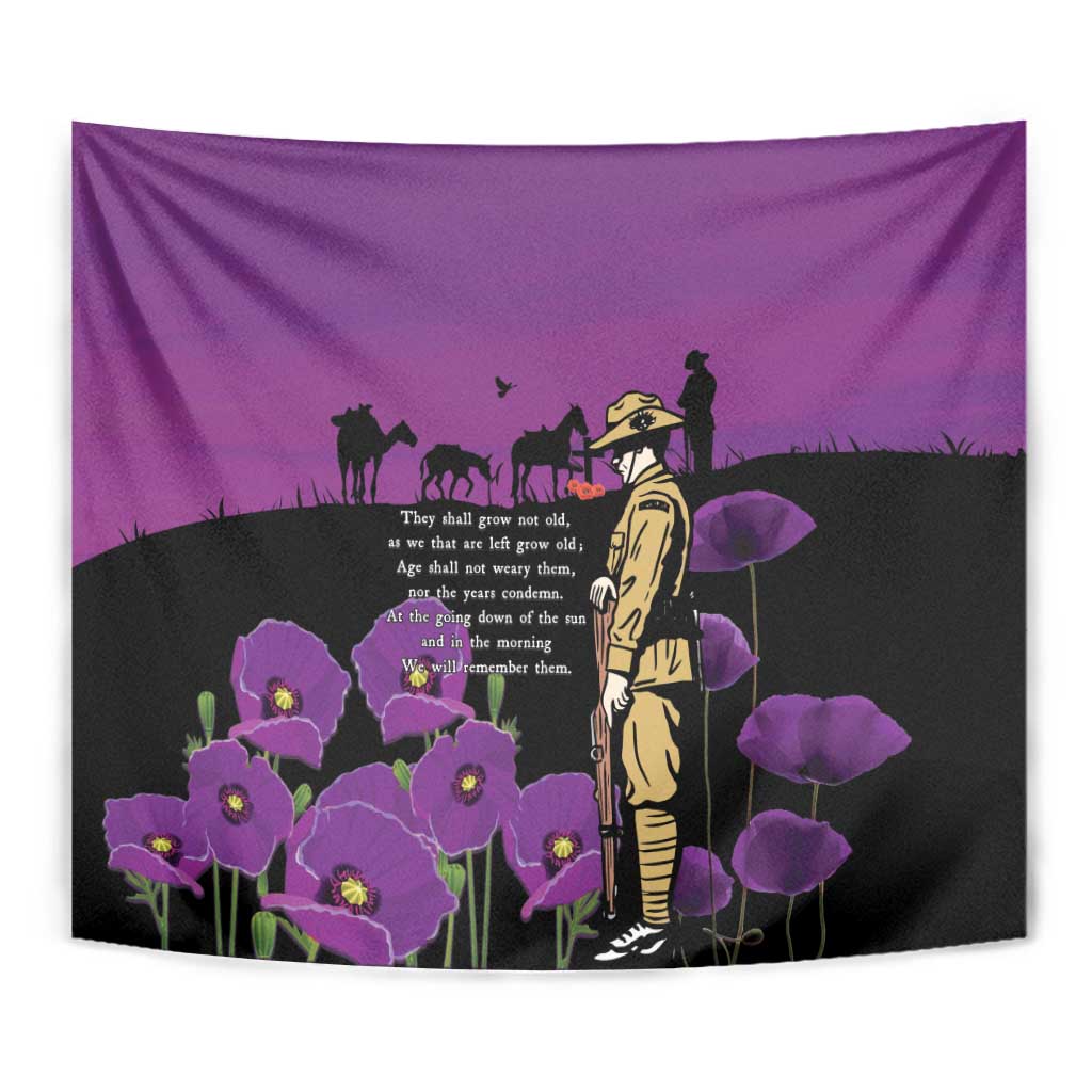 ANZAC Soldier and War Animals Tapestry We Will Remember Them