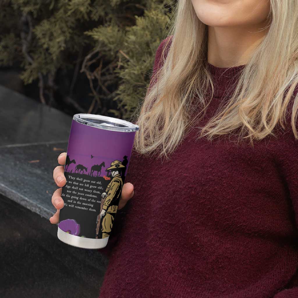 ANZAC Soldier and War Animals Tumbler Cup We Will Remember Them