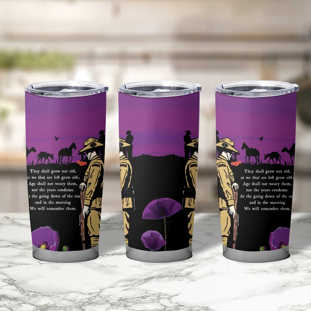 ANZAC Soldier and War Animals Tumbler Cup We Will Remember Them