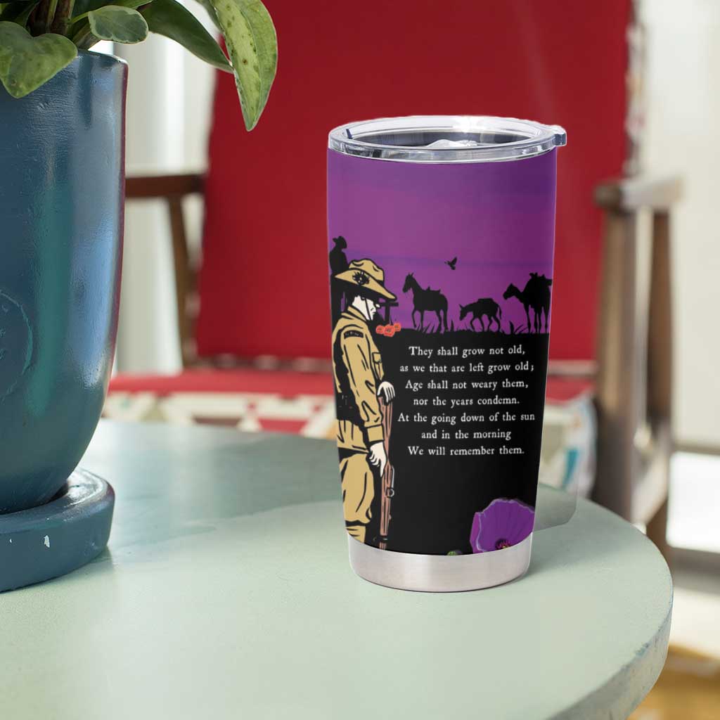 ANZAC Soldier and War Animals Tumbler Cup We Will Remember Them