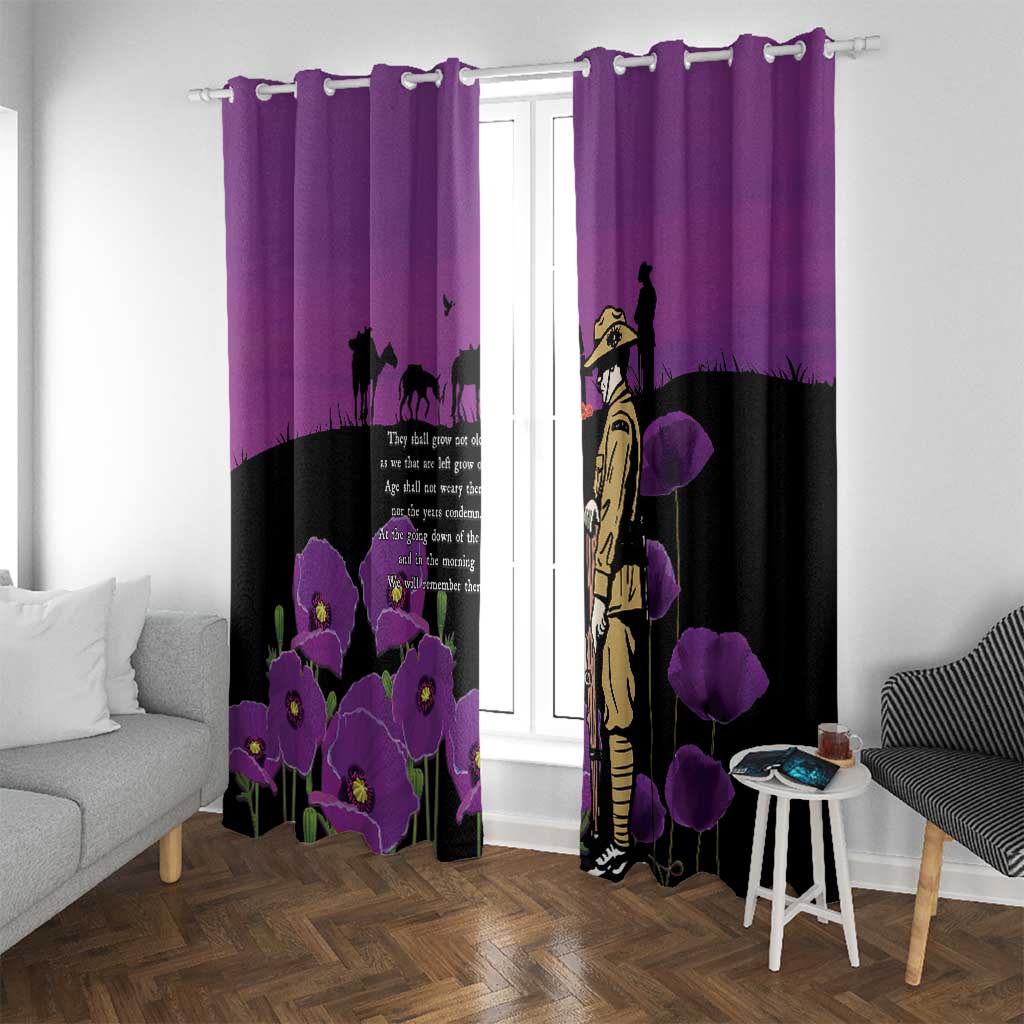 ANZAC Soldier and War Animals Window Curtain We Will Remember Them
