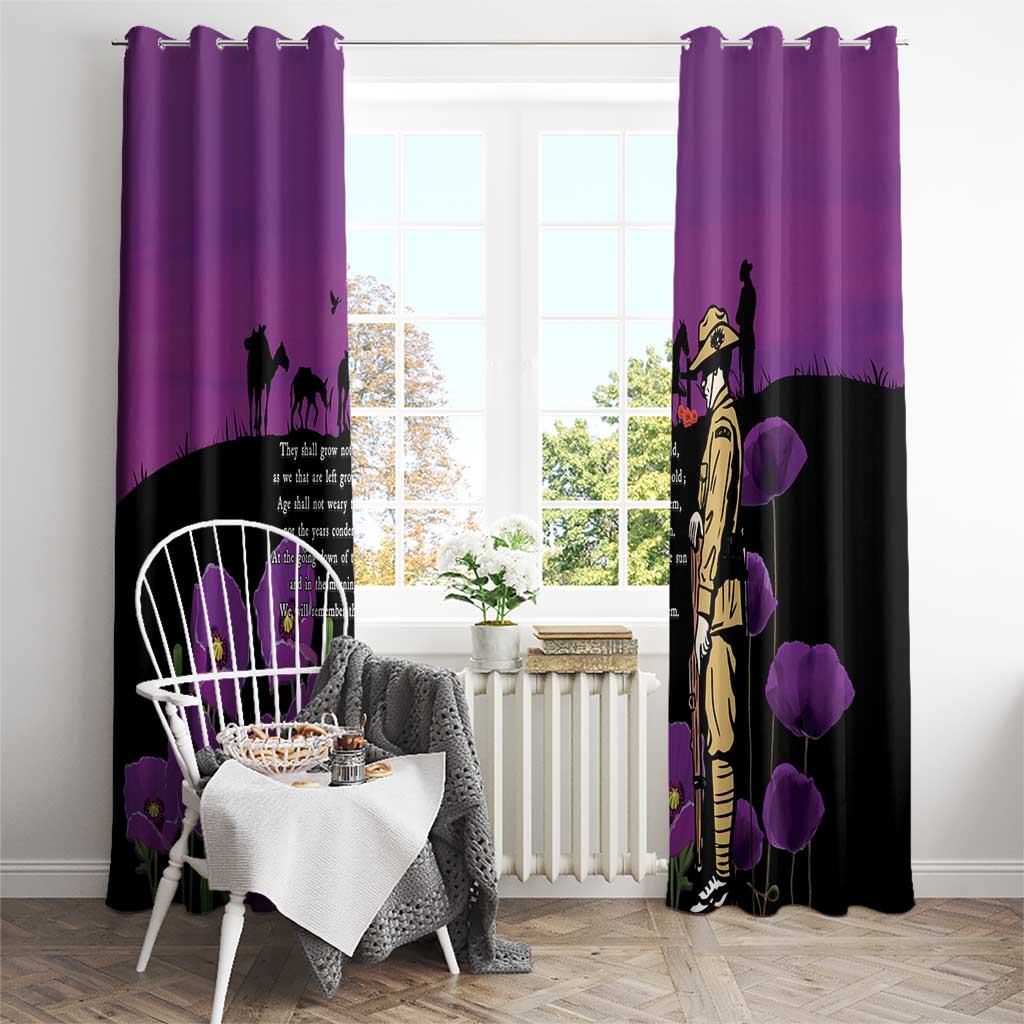 ANZAC Soldier and War Animals Window Curtain We Will Remember Them