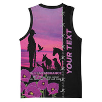 Personalised ANZAC War Animals Basketball Jersey Lest We Forget Memorial