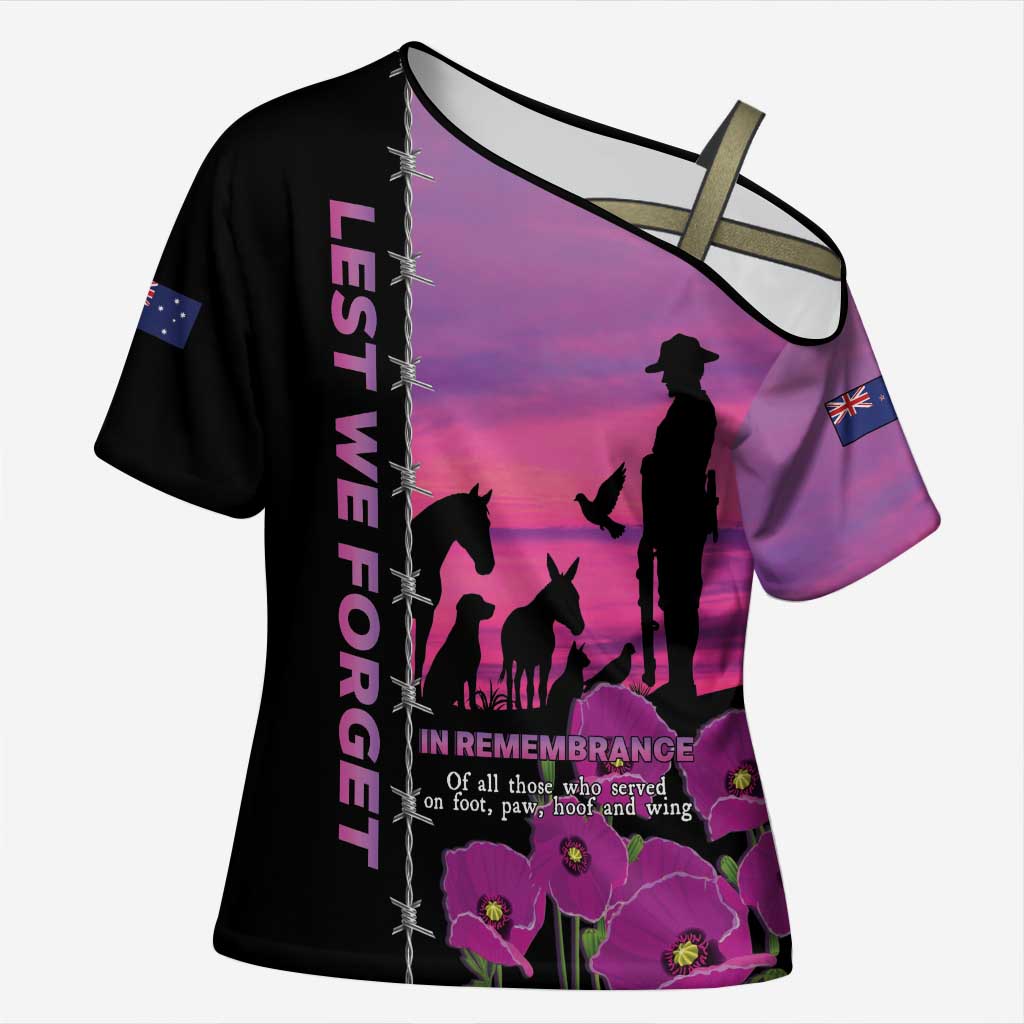 Personalised ANZAC War Animals Cross Shoulder Shirt Lest We Forget Memorial
