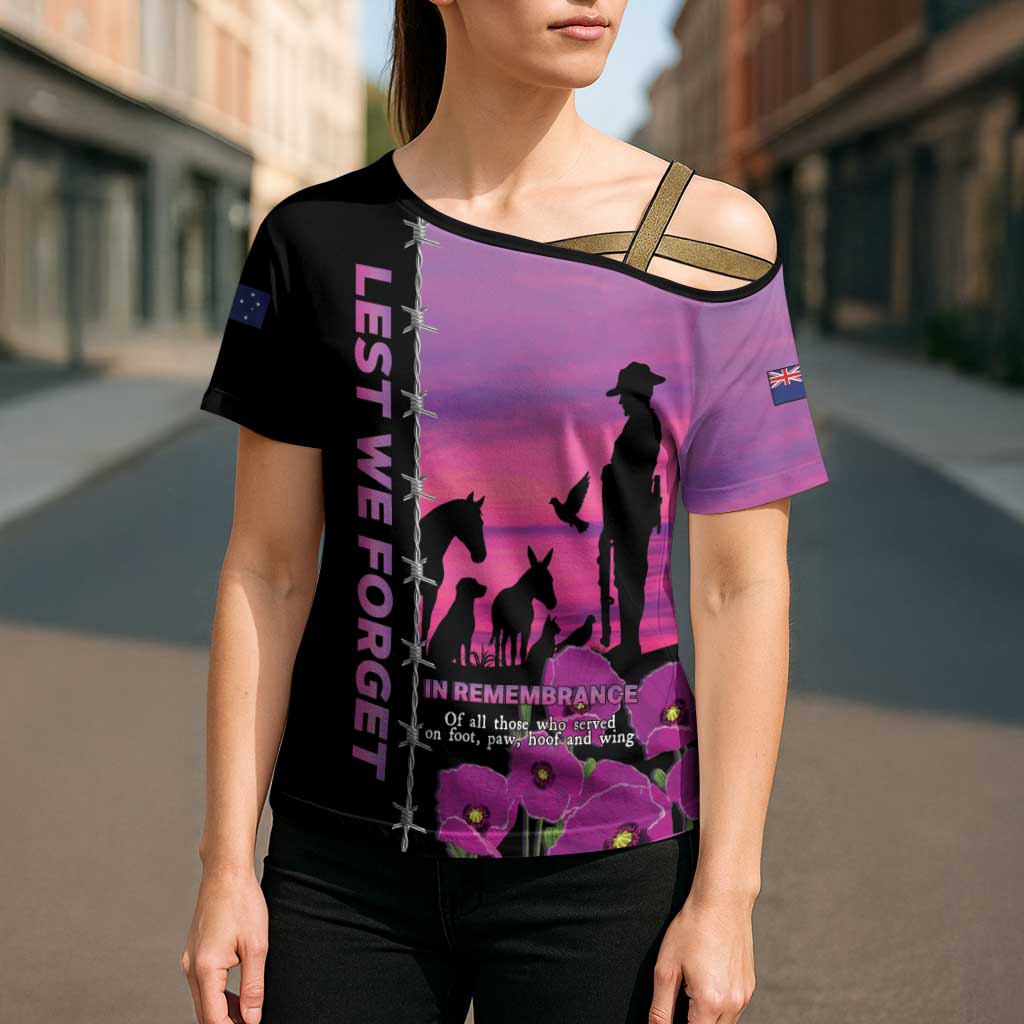 Personalised ANZAC War Animals Cross Shoulder Shirt Lest We Forget Memorial