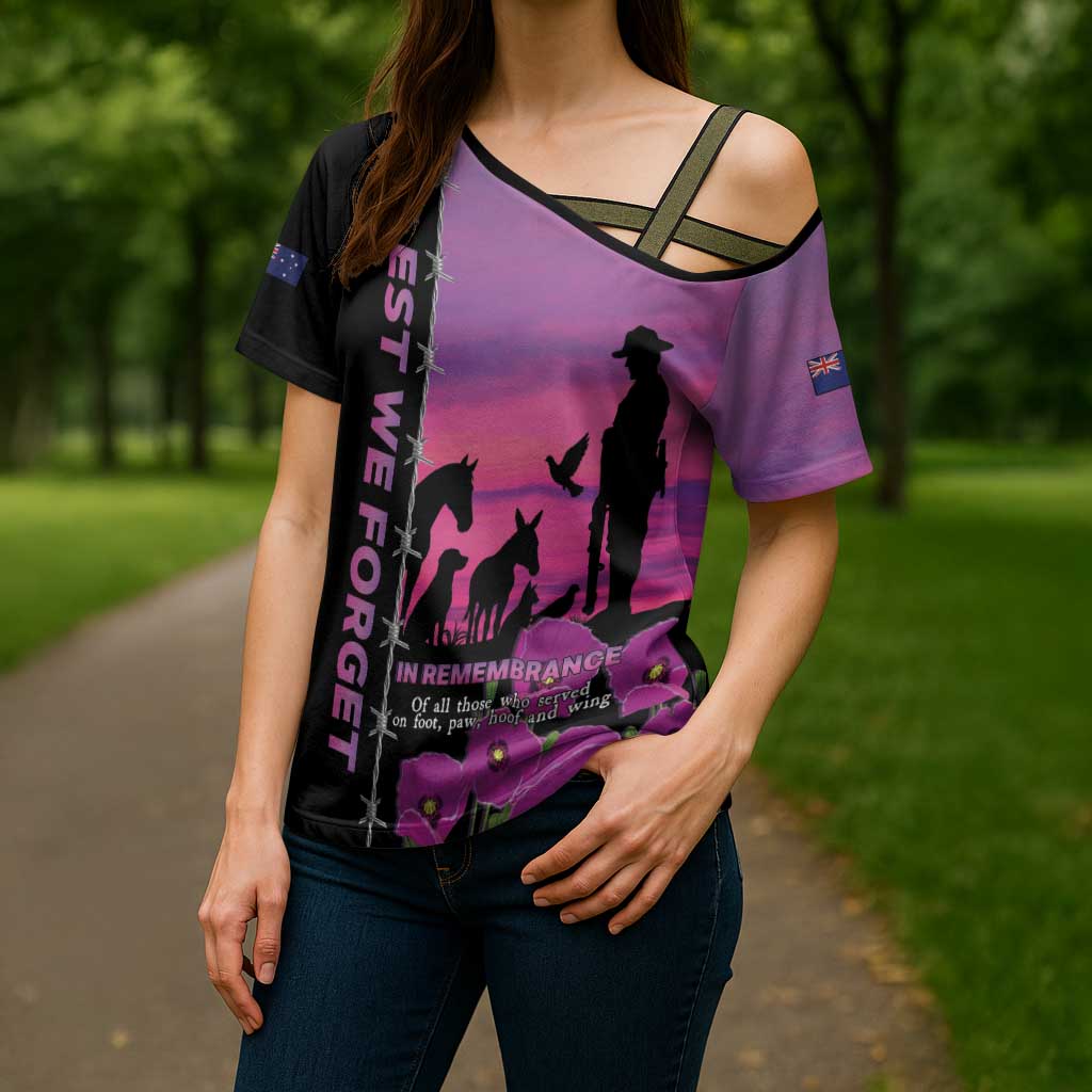 Personalised ANZAC War Animals Cross Shoulder Shirt Lest We Forget Memorial