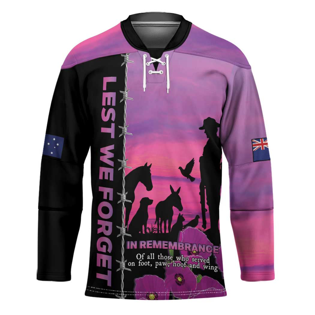 Personalised ANZAC War Animals Hockey Jersey Lest We Forget Memorial