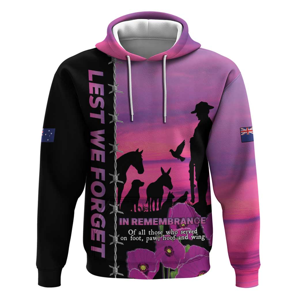 Personalised ANZAC War Animals Hoodie Lest We Forget Memorial
