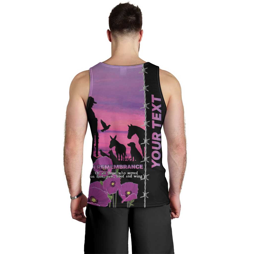 Personalised ANZAC War Animals Men Tank Top Lest We Forget Memorial