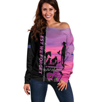 Personalised ANZAC War Animals Off Shoulder Sweater Lest We Forget Memorial